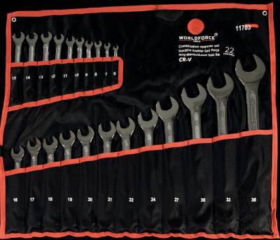 11703-Kombine Açık Ağızlı Anahtar Seti 22 Parça (6-36mm)