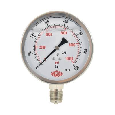 Çap 100 1,6 SKL Gliserinli Alttan Bağlantılı Manometre