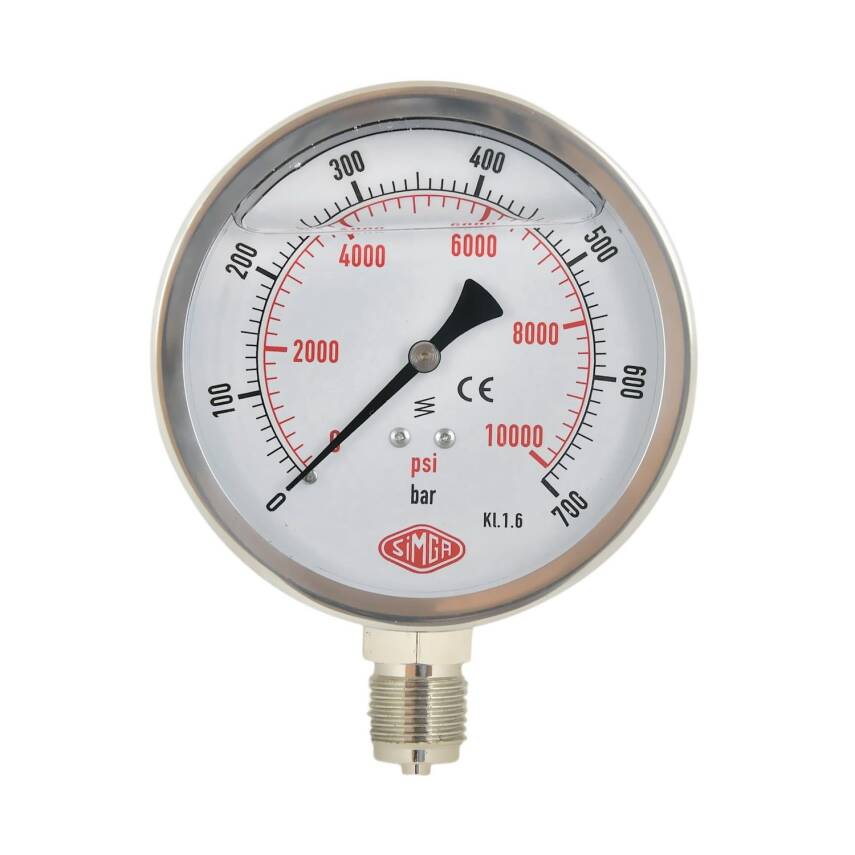 Çap 100 1,6 SKL Gliserinli Alttan Bağlantılı Manometre - 1