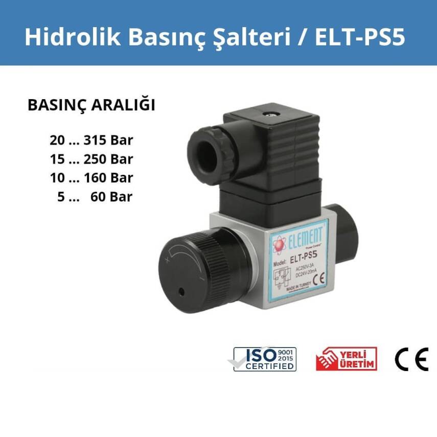 Hidrolik Basınç Şalteri ELT-PS5 NO/NC 3/8" - 1